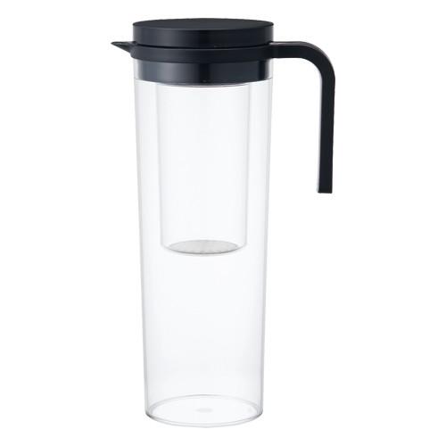 große transparente Eisteekanne mit schwarzem Deckel - tall transparent ice tea jug with black top