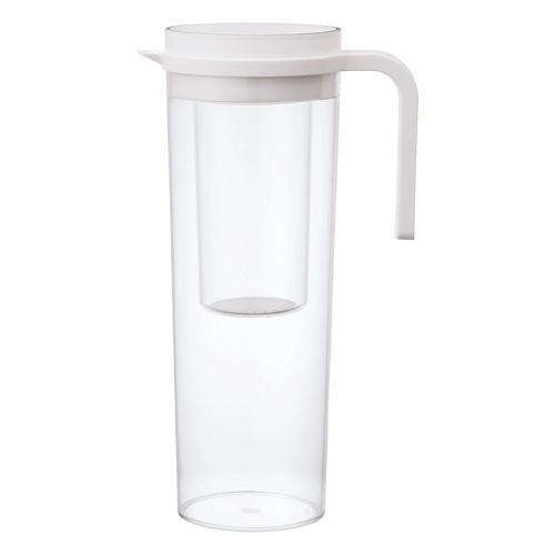 hohe transparente Eisteekanne mit weissem Deckel - tall transparent ice tea jug with white top