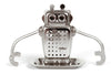 Tee-sieb teegeschirr aus Edelstahl in roboterform auf weissem Hintergrund - Stainless steel robot tea infuser on white background